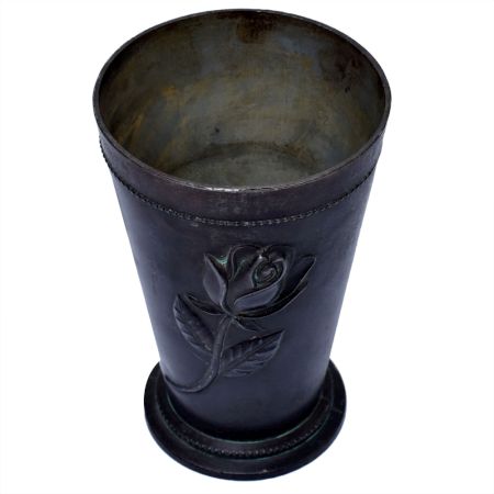 Rose Embossed Mix Metal Glass In Antique Finish